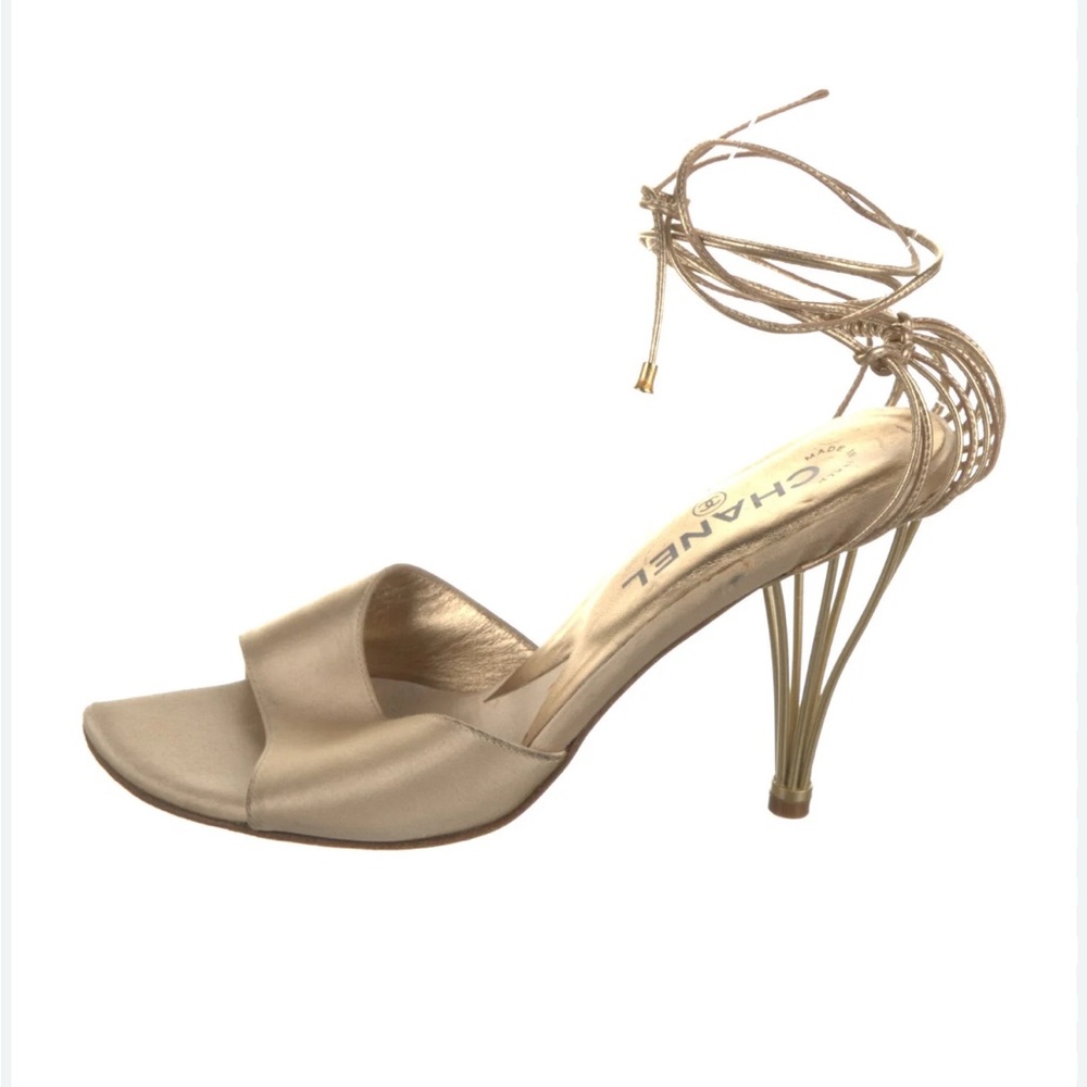 EUC Authentic Vintage Chanel Satin Cage Sandals